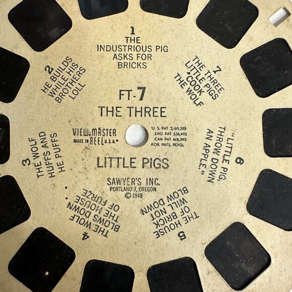 Vintage View-Master Single Reel #FT-7 The Three Little Pigs 1948 - Picture 3 of 5